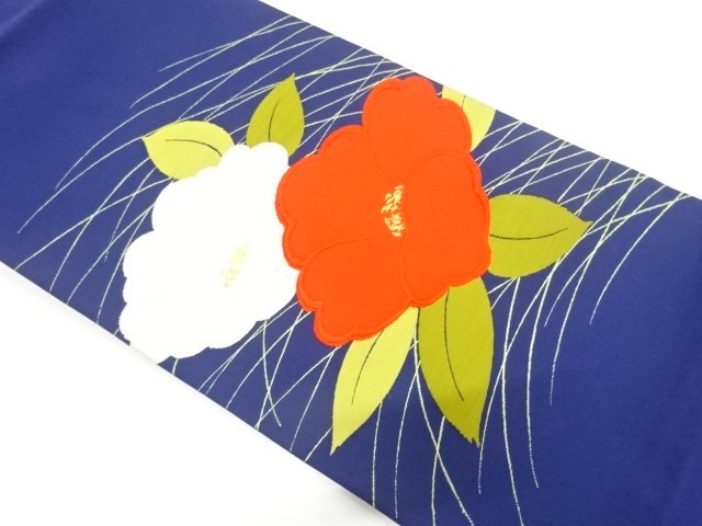 JAPANESE KIMONO / CAMELLIA / GRASS PATTERN WEAVE NAGOYA OBI